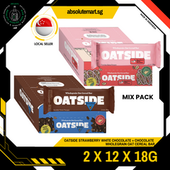 [MIX PACK] OATSIDE Chocolate + OATSIDE Strawberry Wholegrain Oat Cereal Bars 2 Pack X 12 X 18G
